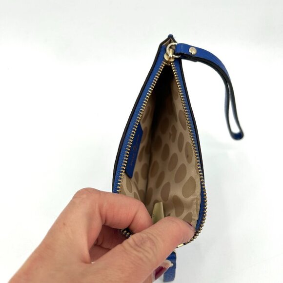 KATE SPADE Blue Cobble Hill Pebbled Leather Clutch Wristlet Purse Bag - Picture 9 of 9